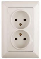 Розетка двойная ЭРА Intro Solo 2х2P 16A 250V слоновая кость 4-204-02 Б0043327
