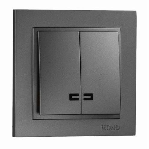 Выключатель Mono Electric Despina двухклавишный с подсветкой графит 102-202025-103 Выключатель Mono Electric Despina двухклавишный с подсветкой графит 102-202025-103