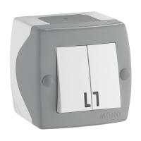 Выключатель Mono Electric Octans IP20 двухклавишный бело-серый 104-020001-102 Выключатель Mono Electric Octans IP20 двухклавишный бело-серый 104-020001-102