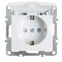 Розетка 1-местная с/з с крышкой (механизм), Stekker, PST16-9112-01, 250В, 16А с защ. шторкой Эрна, белый 39319