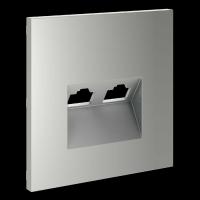 Накладка для розетки компьютерной двойной RJ45+RJ45 кат.6, S70 (сталь) Voltum VLS001405