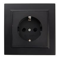 Розетка 2P+PE Stekker Эрна со шторками черный PST16-9010-03 39479