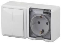 Блок розетка-выключатель двухклавишный ЭРА Эксперт IP54 16A 250V 11-7402-01 Б0020735 Блок розетка-выключатель двухклавишный ЭРА Эксперт IP54 16A 250V 11-7402-01 Б0020735
