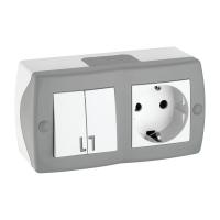 Выключатель - розетка Mono Electric Octans IP20 двухклавишный - 2К+З бело-серый 104-020001-181 Выключатель - розетка Mono Electric Octans IP20 двухклавишный - 2К+З бело-серый 104-020001-181