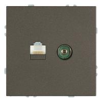 Розетка TV + компьютерная RJ-45 (механизм), Stekker Эмили, RST00-5106-09, антрацит, soft touch 49924