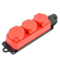 Розетка переносная тройная 2P+PE Stekker Одри с крышкой красный RST16-23-44-3 49401