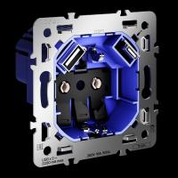 Механизм розетки с заземлением и защитными шторками 16А с USB A+C S70 Voltum VLS0405M