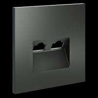 Накладка для розетки компьютерной двойной RJ45+RJ45 кат.6, S70 (титан) Voltum VLS001406