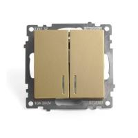 Выключатель двухклавишный Stekker Катрин с подсветкой золото GLS10-7102-08 49217