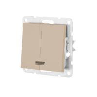 Выключатель двухклавишный LK Studio LK80 c подсветкой шампань 841206-1 Выключатель двухклавишный LK Studio LK80 c подсветкой шампань 841206-1