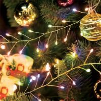 Светодиодная гирлянда Кластер (на проволоке) Feron CL584 линейная 12м  мультиколор, c питанием от сети 230V, прозрачный шнур 51449