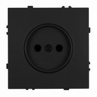 Розетка 1-местная с защитной шторкой (механизм), STEKKER,  б/з, 250В, 16А, серия Эмили, RST16-5109-05, черный уголь, soft touch 49850
