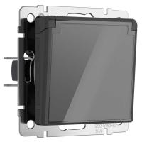 Розетка Werkel влагозащищенная с заземлением с защитой крышкой и шторками графит акрил) W1171244 4690389197529