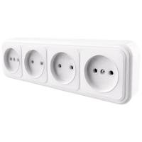 Розетка четырехместная 2P Stekker Брест белый PST16-60-20 39701
