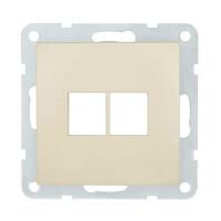 Накладка с суппортом розетки компьютерной и телефонной на 2 входа LK Studio (бежевый матовый) БЕЗ механизма LK80, 846202-0