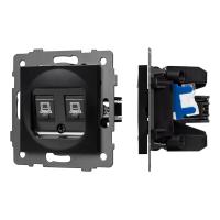 Механизм компьютерной розетки двойной SCT-MPC2-PL-BK-V (RJ-45, CAT6) Arlight 049853