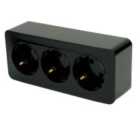 Розетка тройная 2P+PE Stekker София черный MST16-13-02 49318
