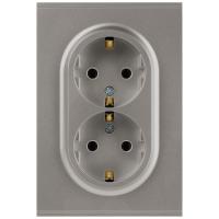 Розетка ЭРА Arktik 16-2105-07 двойная с заземлением 2X2P+E Schuko со шторками 16А-250В титан Б0070460