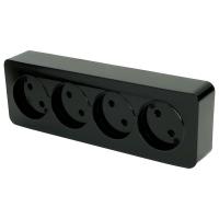 Розетка четырехместная 2P Stekker София черный MST10-14-02 49319