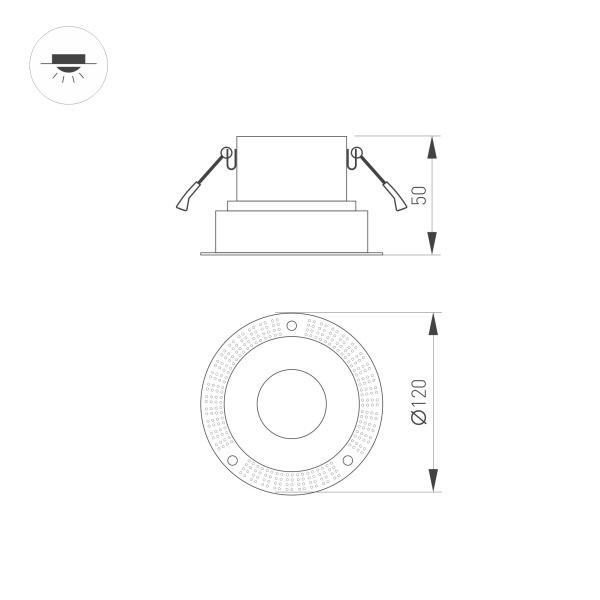 Корпус встраиваемого светильника Arlight Plurio-Base-Built-Trimless-R120 030271 Корпус встраиваемого светильника Arlight Plurio-Base-Built-Trimless-R120 030271