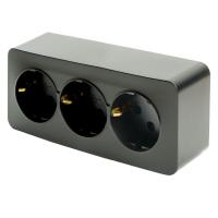 Розетка тройная 2P+PE Stekker София черный матовый MST16-13-05 49502