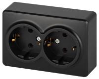 Розетка ЭРА Эксперт 11-2205-05 двойная с заземлением 2х2P+E Schuko IP20 16A-250В ОУ антрацит Б0063047