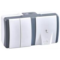 Розетка 2-я Mono Electric Octans IP54 16A 250V бело-серый 154-020001-182 Розетка 2-я Mono Electric Octans IP54 16A 250V бело-серый 154-020001-182