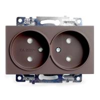 Розетка двухместная с защитной шторкой Stekker Катрин шоколад GLS10-7113-04 49026
