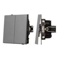 Механизм выключателя двухклавишный непроходной SWT-TENDO-MK02-PL-GR (230V, 10A) Arlight 054060