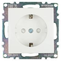 Розетка 2P+PE Stekker Катрин со шторками белый GLS16-7110-01 39304