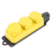 Розетка переносная тройная 2P+PE Stekker Одри с крышкой желтый RST16-23-44-6 49407