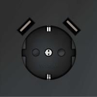 Розетка встраиваемая Voltum S70 с заземлением и защитными шторками, 16А, с USB, A+A, (графит) VLS040407