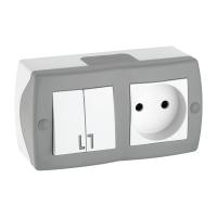 Выключатель - розетка Mono Electric Octans IP20 двухклавишный - 2К бело-серый 104-020001-182 Выключатель - розетка Mono Electric Octans IP20 двухклавишный - 2К бело-серый 104-020001-182