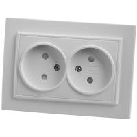 Розетка 2-местная б/з Stekker, PST10-9013-01, 250В, 16А с защитной шторкой Эрна, белый 39053