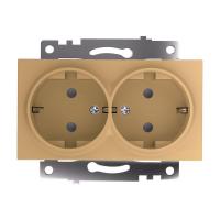 Розетка двойная 2P+PE Stekker Катрин со шторками золото GLS16-7114-08 49226