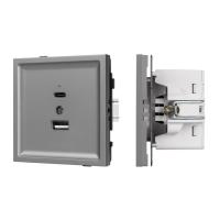Механизм USB розетки SCT-TENDO-MUAC-PL-GR (5V, 3A, QC3) Arlight 054096