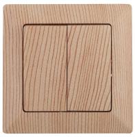 Выключатель двухклавишный ЭРА Intro Solo 10A 250V дерево 4-104-11 Б0043290