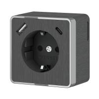 Розетка с заземлением, шторками и USB тип A+C Werkel Gallant графит рифленый W5071704 4690389179617 Розетка с заземлением, шторками и USB тип A+C Werkel Gallant графит рифленый W5071704 4690389179617