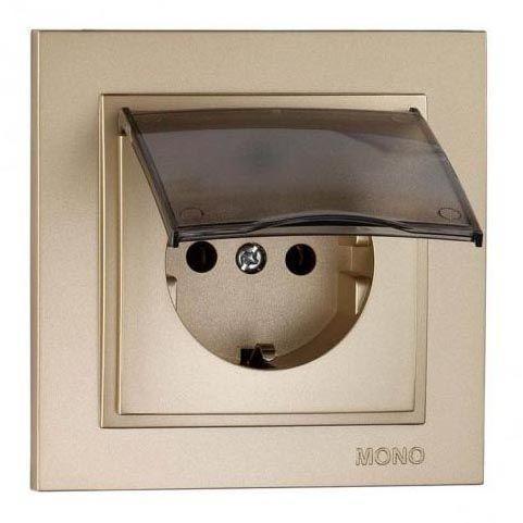 Розетка 2К+З Mono Electric Despina 16A 250V с крышкой винтовое подключение титан 102-222221-118 Розетка 2К+З Mono Electric Despina 16A 250V с крышкой винтовое подключение титан 102-222221-118