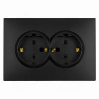 Розетка 2-местная с защитной шторкой STEKKER, с/з, 250В, 16А, серия Эмили, RST16-5114-05, черный уголь, soft touch 49856