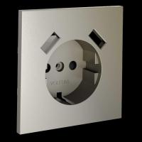 Накладка для розетки с заземлением и защитными шторками с USB A+A S70 (шелк) Voltum VLS000904