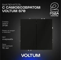Выключатель с самовозвратом встраиваемый Voltum S70 двухклавишный 10А, (черный матовый) VLS020608