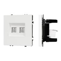 Механизм сдвоенной компьютерной розетки Arlight SCT-NOBE-MPC2-SFPL-WH (RJ-45, CAT6) 054312