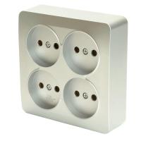 Розетка четырехместная 2P Stekker София серебро MST10-14S-03 49333