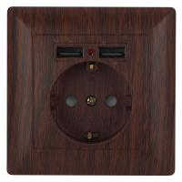 Розетка ЭРА Intro Solo Schuko P+E 16A 250V со шторками 2хUSB венге 4-410-10 Б0043408 Розетка ЭРА Intro Solo Schuko P+E 16A 250V со шторками 2хUSB венге 4-410-10 Б0043408