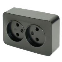 Розетка двойная 2P Stekker София черный матовый MST10-12-05 49496