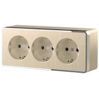 Розетка тройная с/з со шторками Werkel Gallant шампань рифленый W5073110 4690389163883