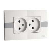 Розетка 2К двойная Mono Electric Eсо 16A 250V винтовое подключение белый 101-010105-121 Розетка 2К двойная Mono Electric Eсо 16A 250V винтовое подключение белый 101-010105-121