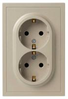 Розетка ЭРА Galaxy 15-2104-04 с заземлением двойная 2X2P+E Schuko 16А-250В IP20 шампань Б0070684