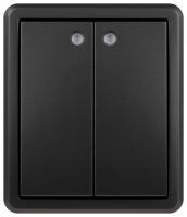 Выключатель ЭРА Эксперт 11-1205-05 двойной с подсветкой IP20 10АХ-250В ОУ антрацит Б0063021